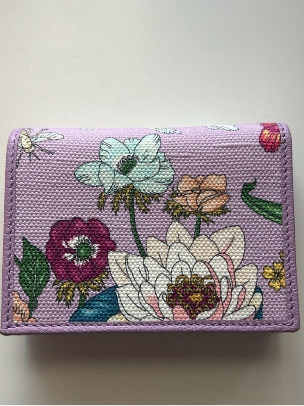 Gucci Floral GG Marmont Lilac Leather Mini Wallet - Picture 3 of 12